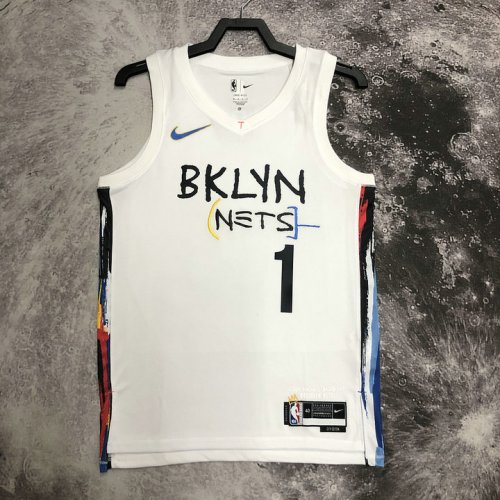 Maillot de Basket #1 Bridges Brooklyn Nets 22-23 city Blanc